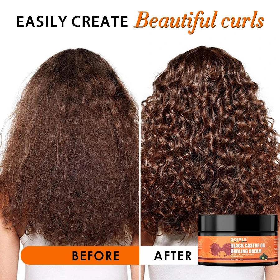 Black Castor Oil Curling Cream Moisturizing and Nourishing Curl Wave Styling Conditioner Enhancing Curl Defining Products