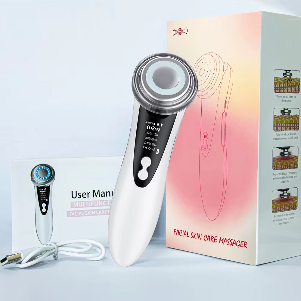 Microcurrent EMS Face Lift Beauty Device LED Red Blue Light Skin Rejuvenation Tightening Electric Facial Massager Wrinkle Remove