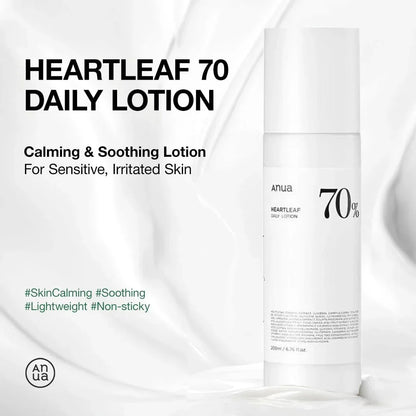 Korean Skincare 70% Heartleaf Lotion - Triple Hyaluronic Acid, Soothing & Hydrating, 200Ml