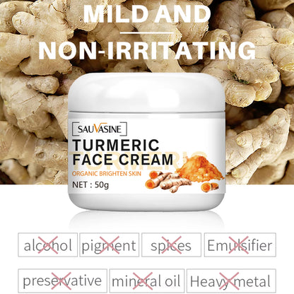50Ml Turmeric Face Cream Skin Whitening Brighten the Skin Shrink Pores Treat Acne Moisturizing Facial Cream for All Skin Types