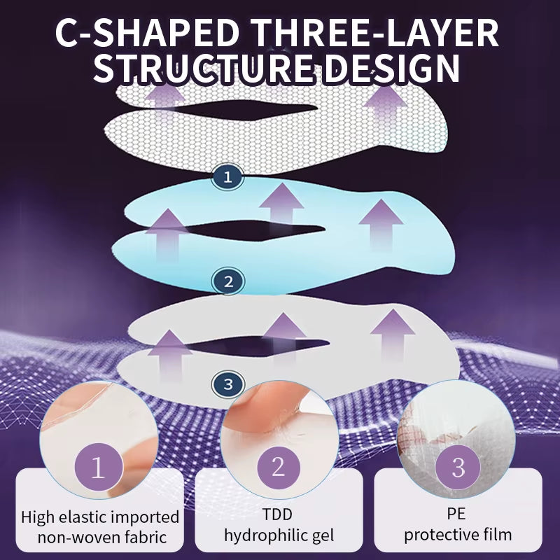 Letter C Design Gel Moisturizing Eye Patches for Dry Skin Hydrating Eye Mask 5 Pairs